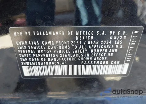 2024 Volkswagen Jetta 1.5T S z USA, uszkodzony, nr VIN 3VW5M7BU1RM009946